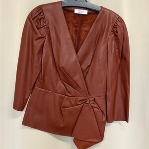 Bailey 44 Women's Brown Vegan Faux Wrap Blouse